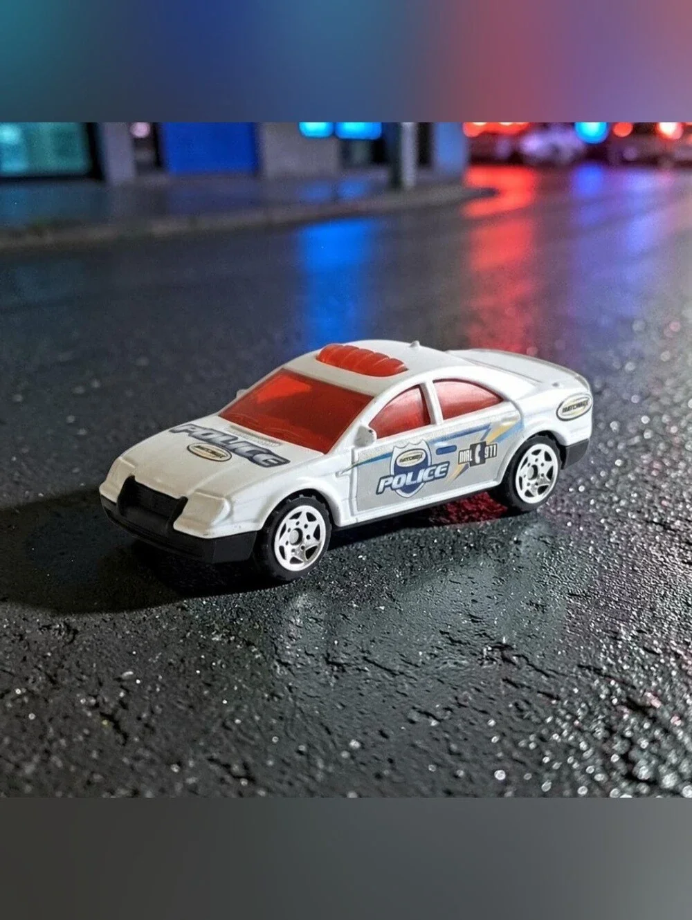 2004 Matchbox Burger King Promo #2 Police Car White W/Red Tint Die-Cast 1:64 Toy